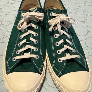 YMC Dark Green Canvas Sneakers with White Accents